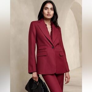 Banana Republic Lido Sculpted Italian Wool Blazer Malbec Red Women’s Size 6 NWT